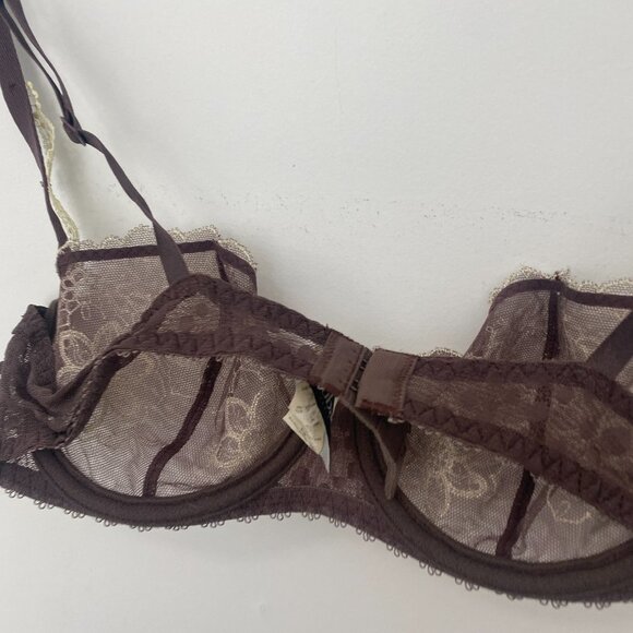 Audabe Paris Purple & Cream Floral Lace Bra Size 36B - Picture 7 of 7